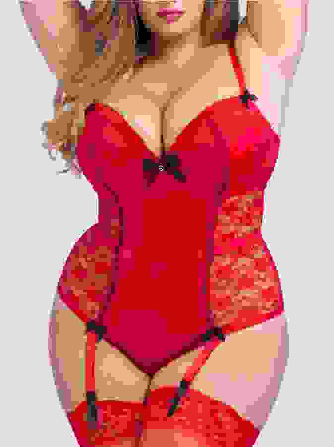 Lovehoney Plus Size Seduce Me Red Push-Up Body, Red, hi-res